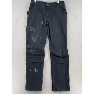 Carhartt Double Knee Pants Men 34x34 Black Ripstop Rugged Flex Steel Carpenter